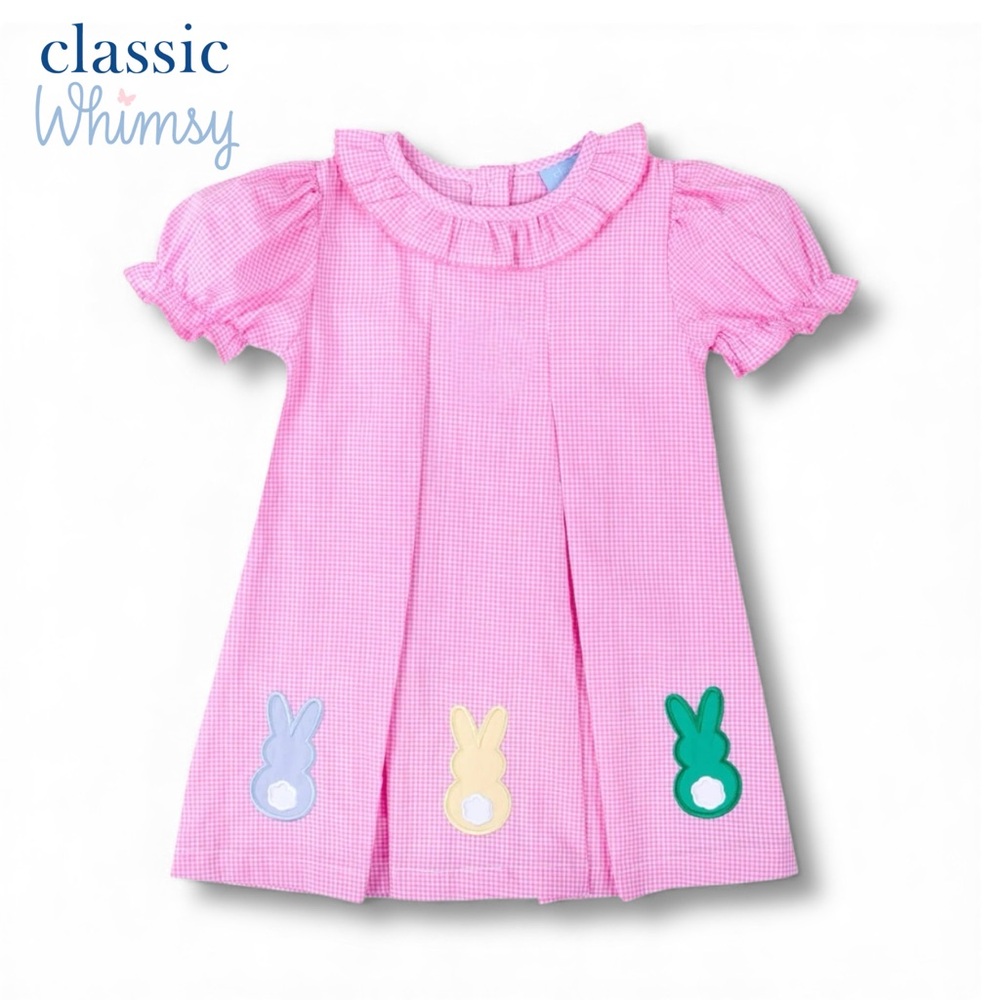 Classic Whimsy Storybook Rabbit Chloe Pink Gingham Easter Peeps Dress